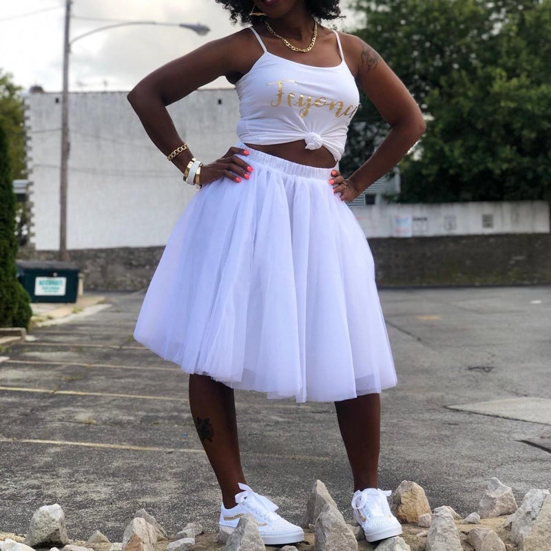 WDPL Wedding Planning Women's A Line Short Knee Length Tutu Tulle Prom Party Skirt XX-Large White - Image 5